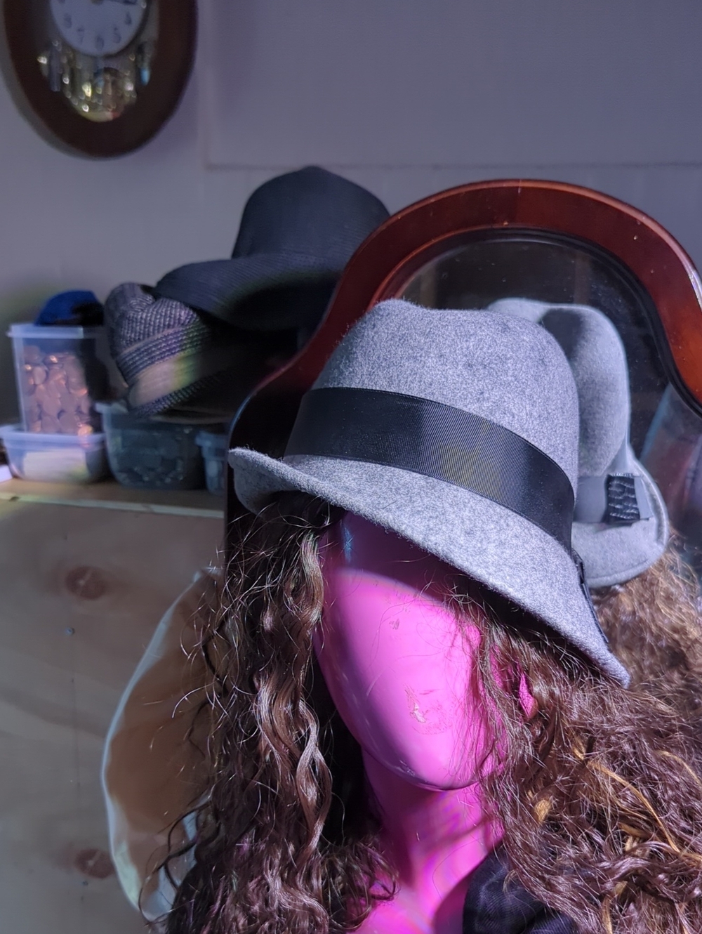 Gray Felt Fedora with Black Band
